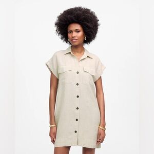 Madewell Light Oat Mini Linen Shirtdress